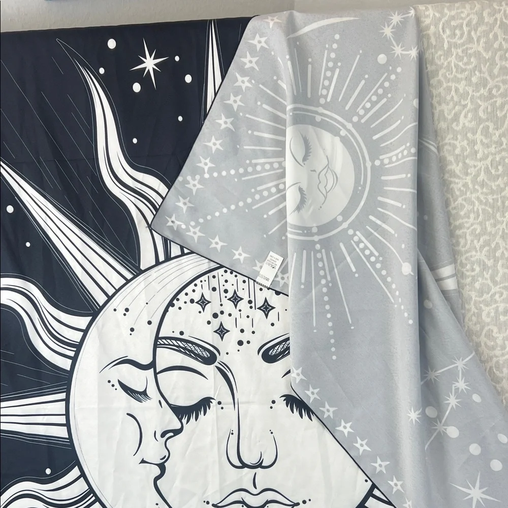 Black and White Sun & Moon Tapestry Wall Large